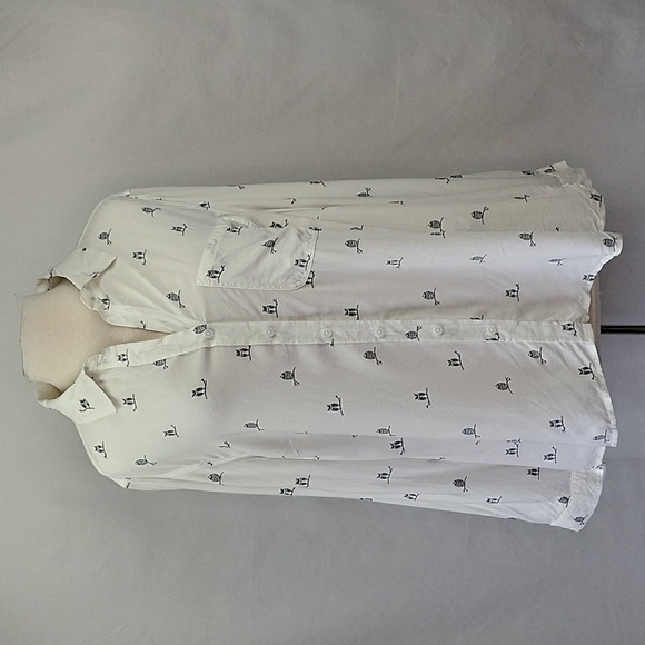 Beachlunchlounge Owl Print Button Down White/Navy Size 1X NWT - Picture 4 of 14